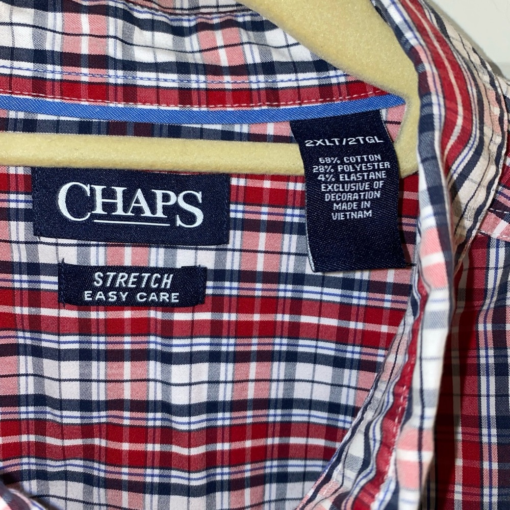 Chaps Red and Blue Casual Button Down Shirt - Picture 1 of 3